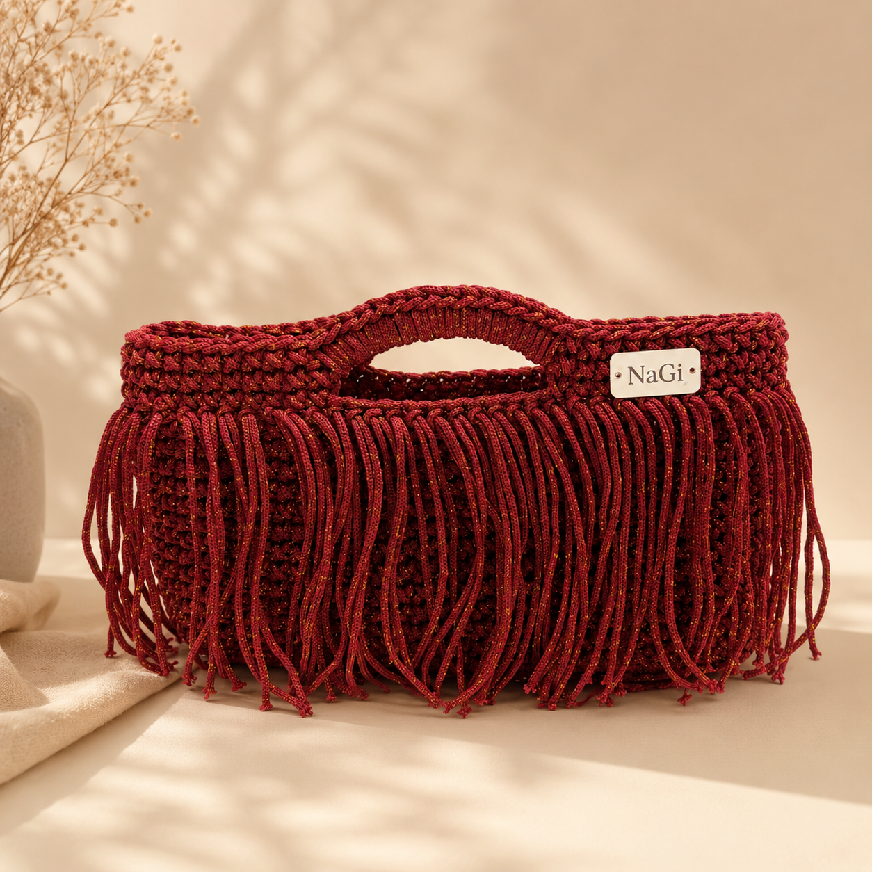 Borsa in Crochet con Frange