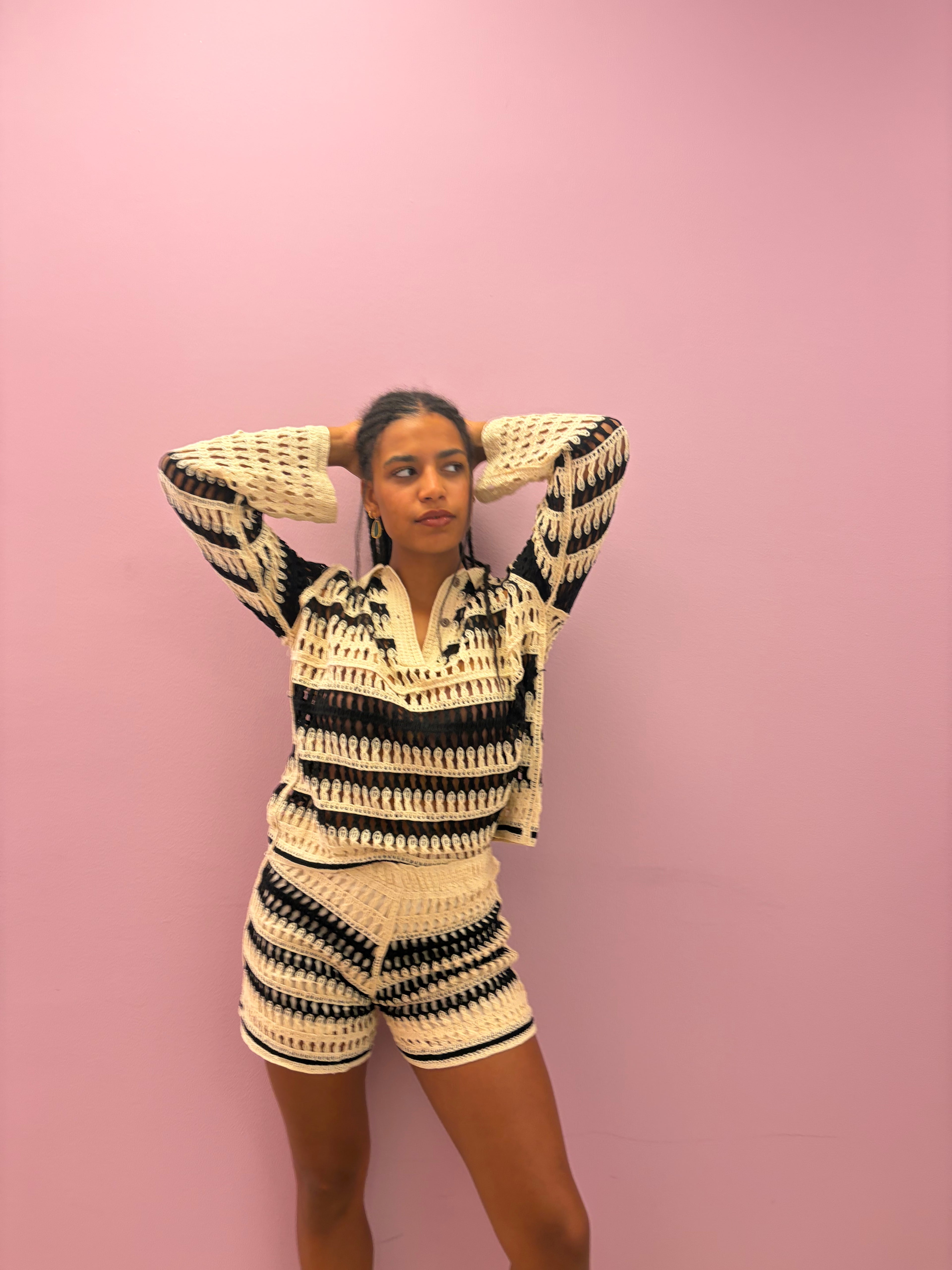 Set Copricostume in Maglia Traforata 2 Pezzi