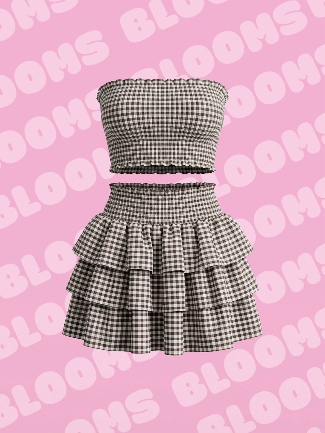 Completo Top e Gonna a Quadretti Elasticizzato