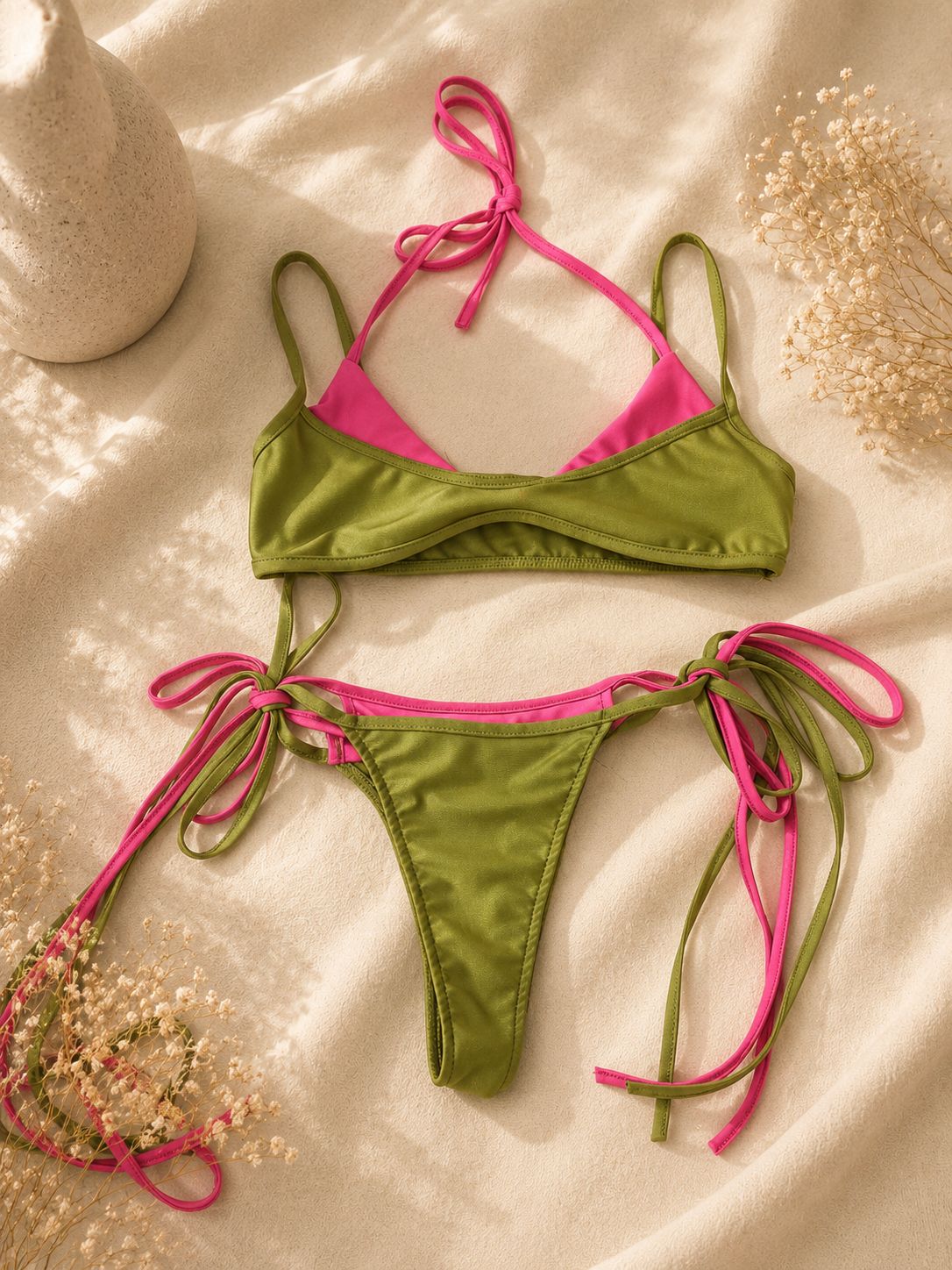 Bikini Double Verde e Fucsia